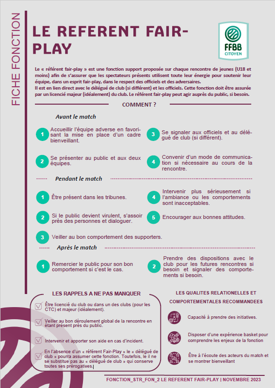 Zoom sur ... Le rôle du référent Fair-Play