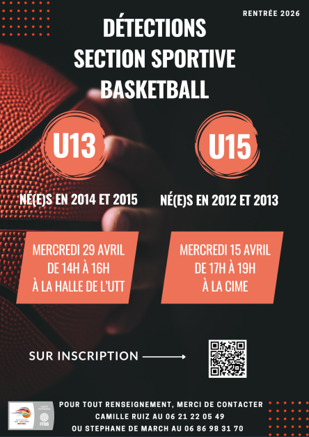 Détections section sportive basket-ball 2026-2027